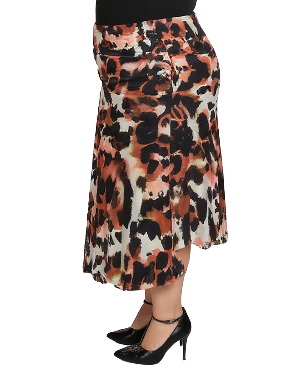 Essential Plus Size Animal Print Elastic Waist Maxi Skirt