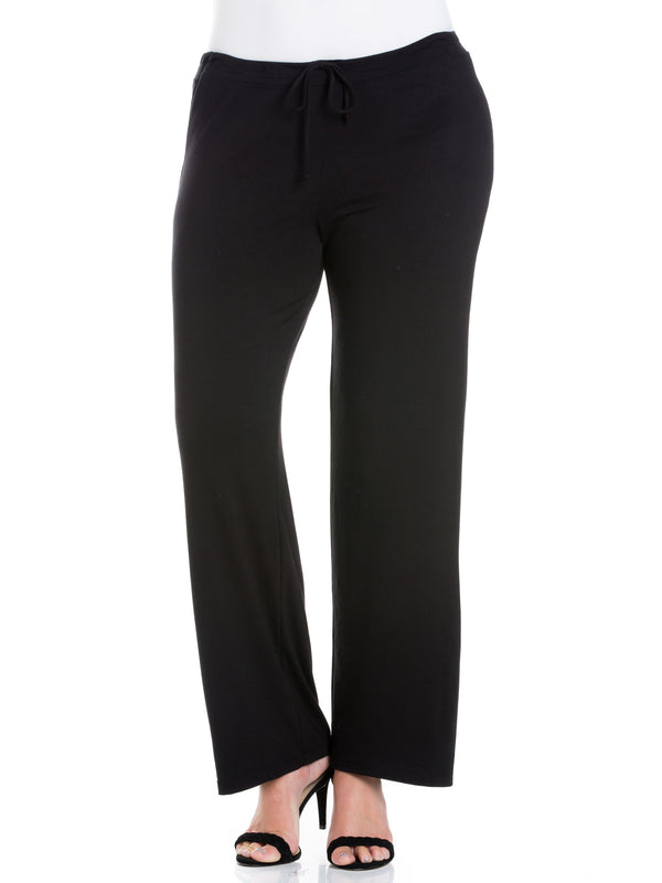 Basic Plus Size Comfortable Stretch Draw String Pant