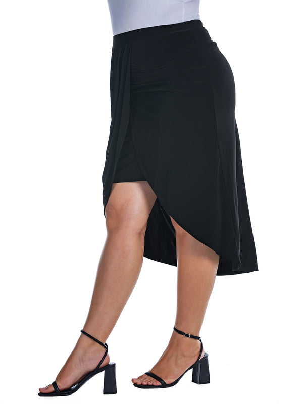 Elevate Plus Size Solid Color Knee Length Tulip Skirt