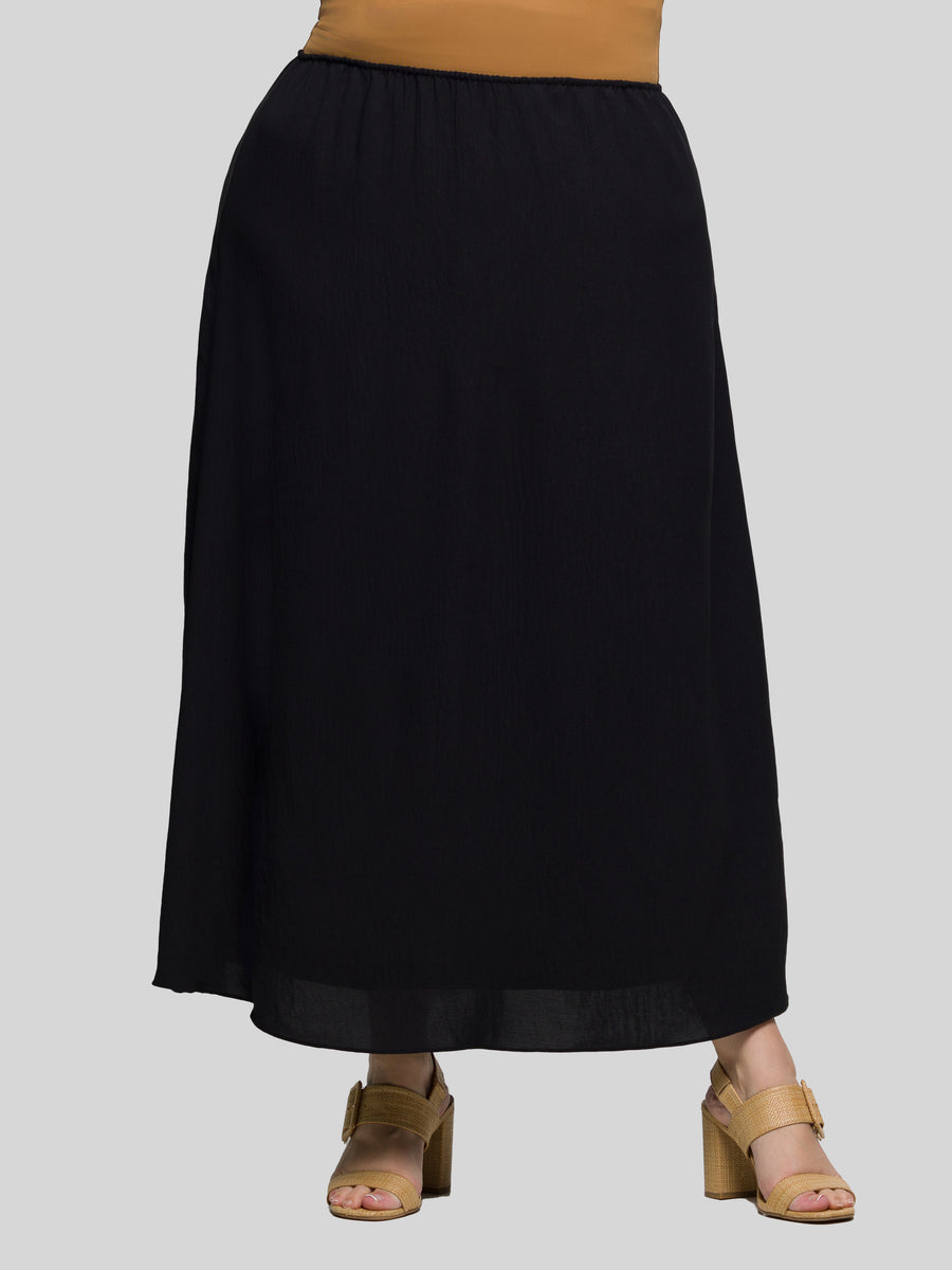 Essential Plus Size Elastic Waist A Line Maxi Skirt