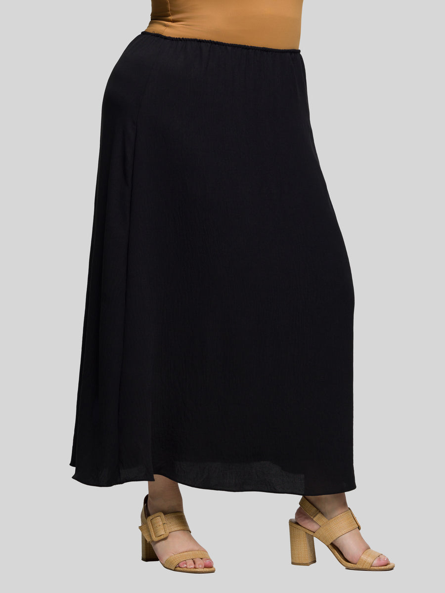 Essential Plus Size Elastic Waist A Line Maxi Skirt