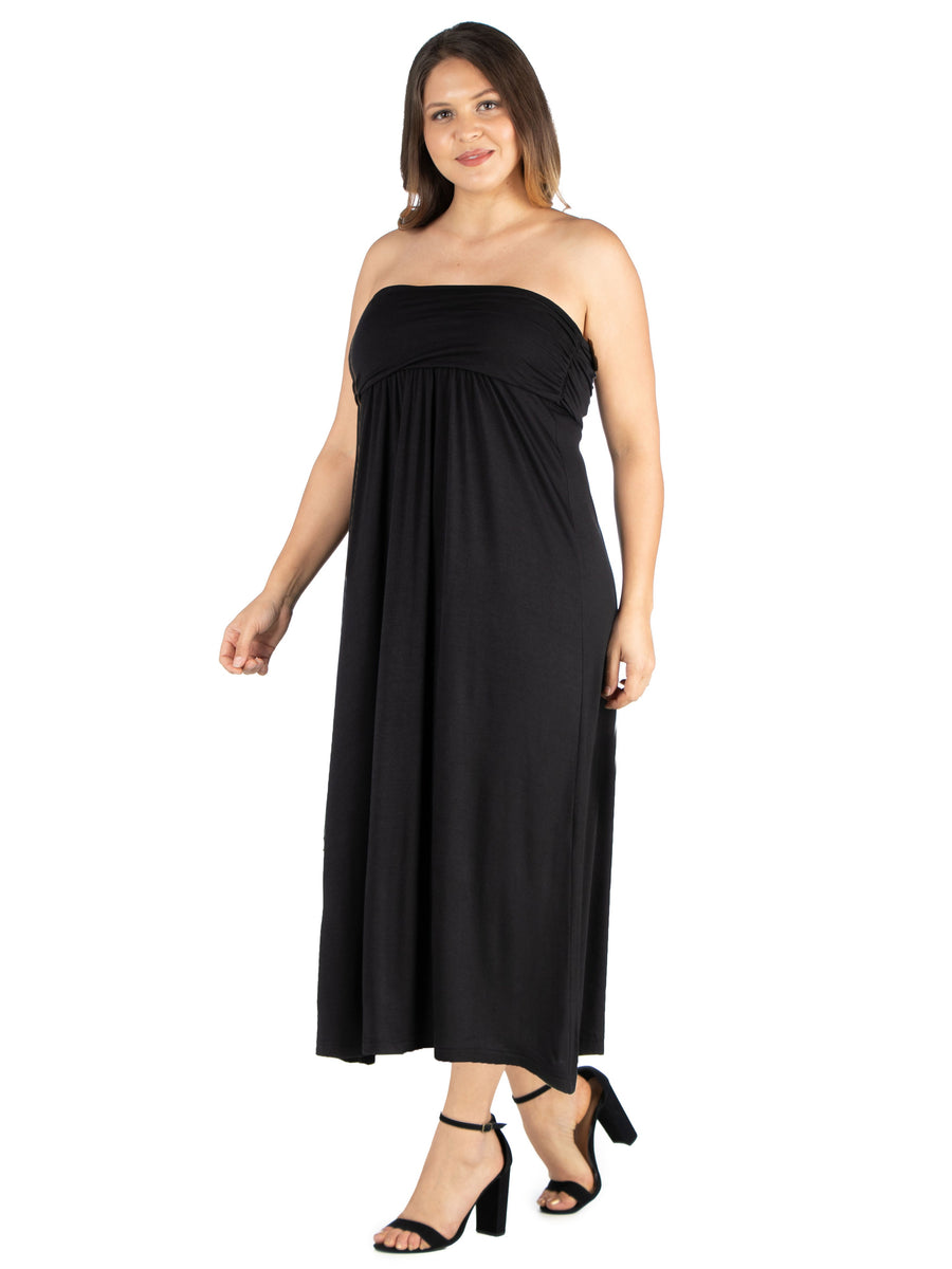 Essential Plus Size Strapless Empire Waist Maxi Dress