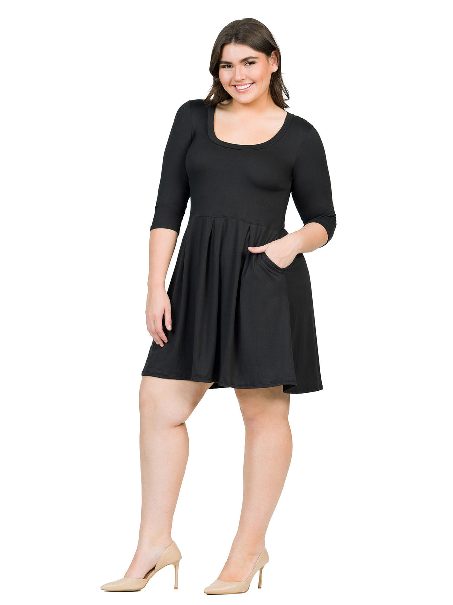 Essential Plus Size Scoop Neck Fit N Flare Knee Length Dress