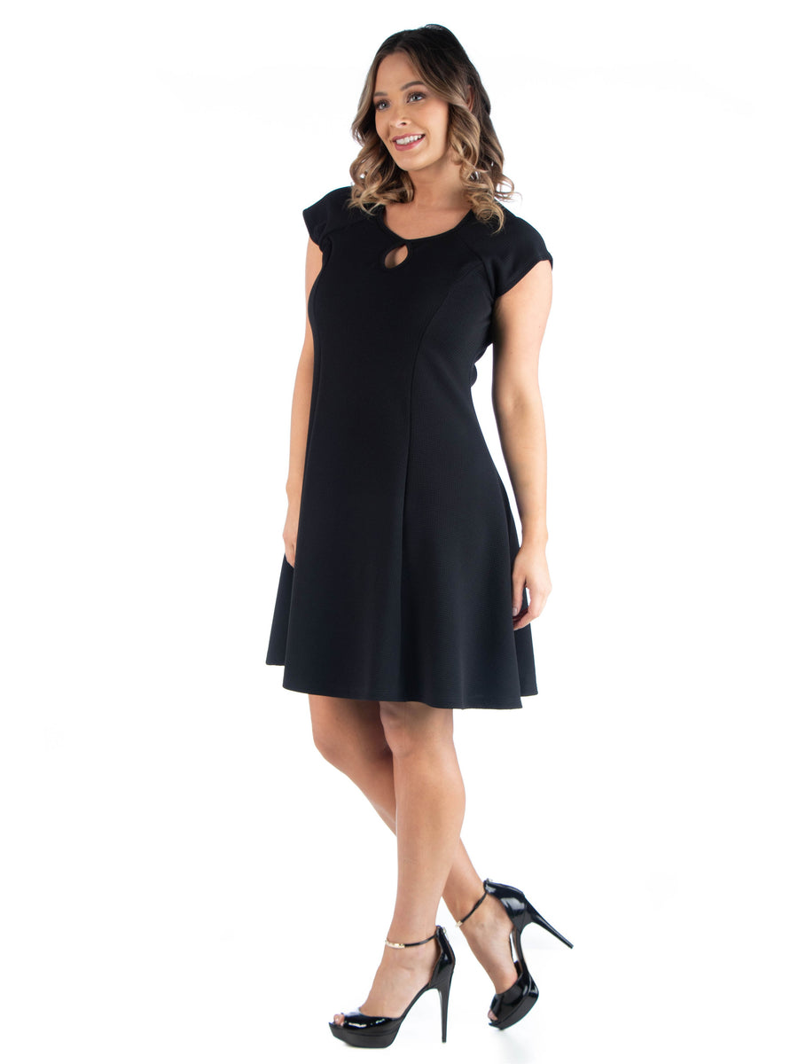 Essential Plus Size Keyhole Neckline Knee Length A Line Dress