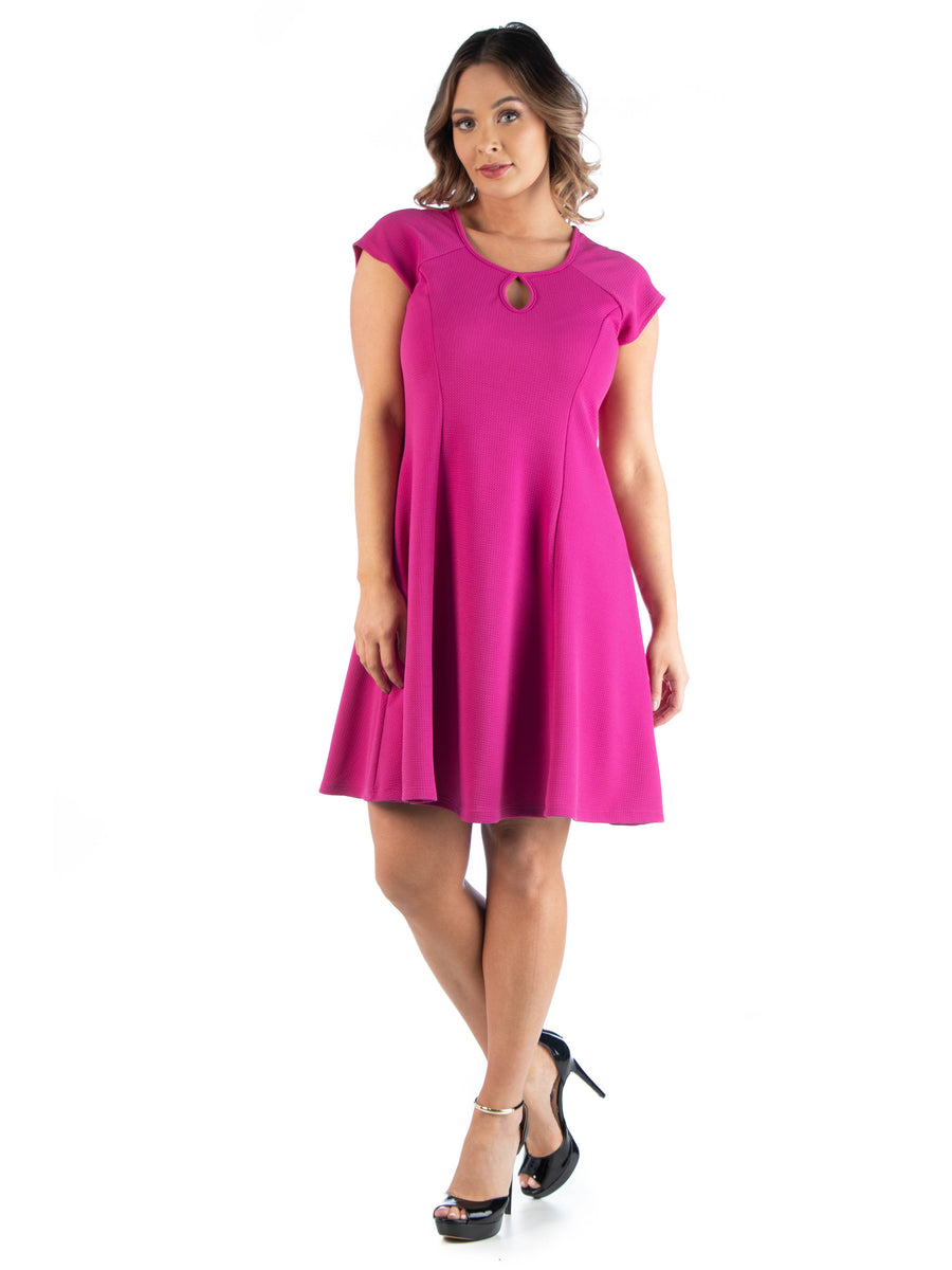 Essential Plus Size Keyhole Neckline Knee Length A Line Dress