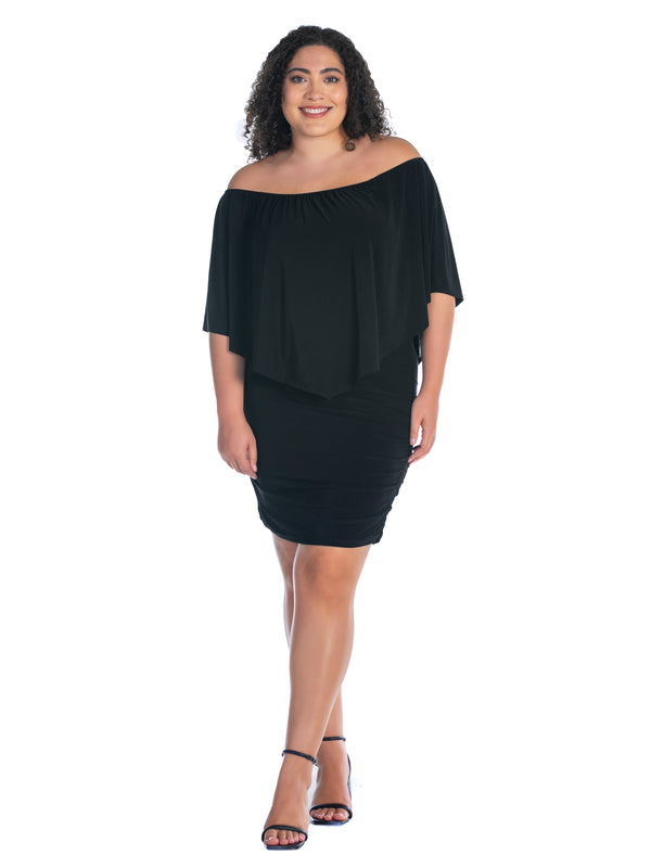 Elevate Plus Size Convertible Bodycon Mini Dress Ruffled Sleeve