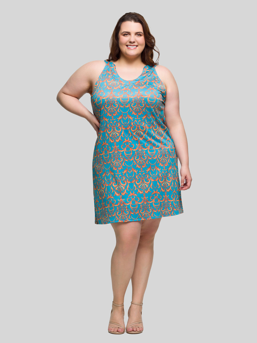 Essential Curvy Abstract Sleeveless Knee Length Shift Dress