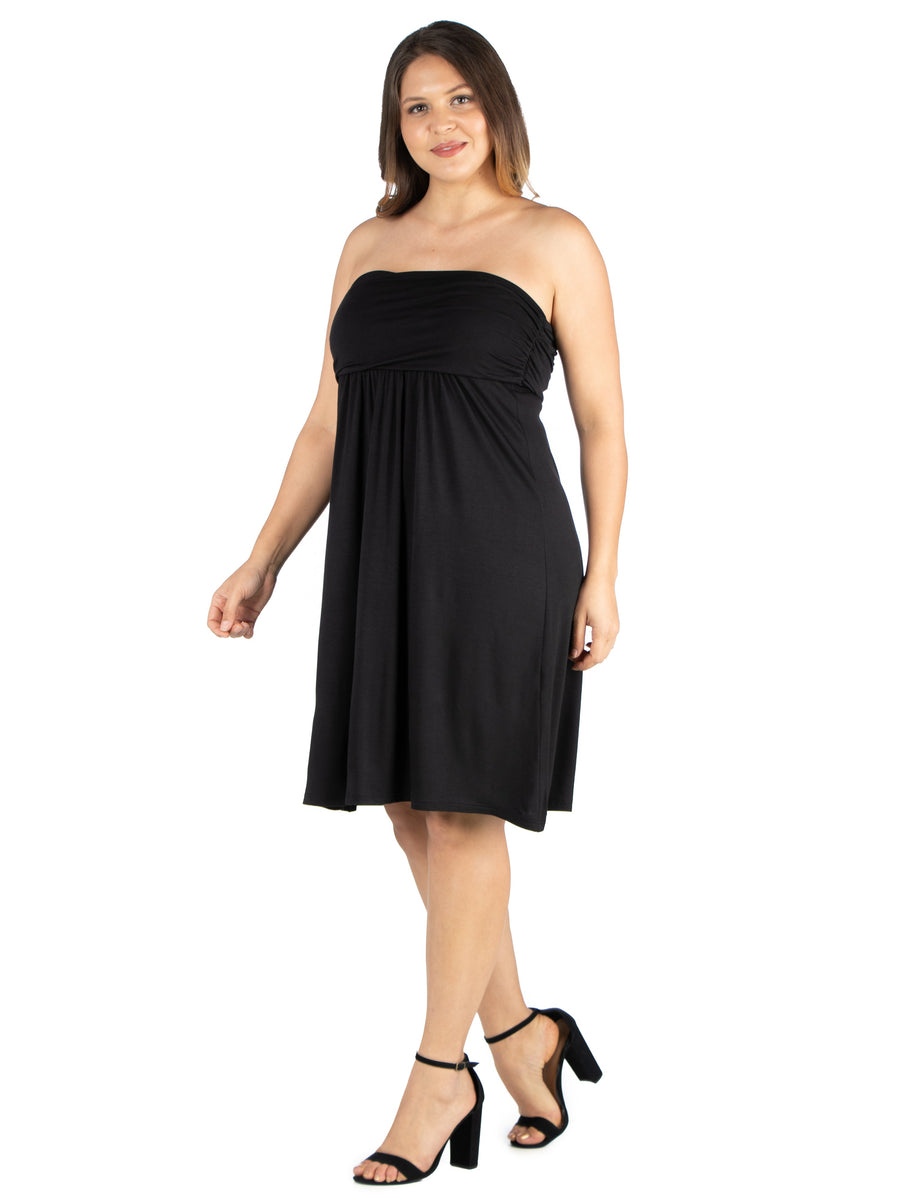 Essential Plus Size Strapless Knee Length Dress
