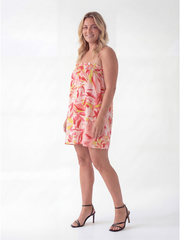 Essential Curvy Floral Print Spaghetti Strap Smocked A Line Pocket Mini Dress