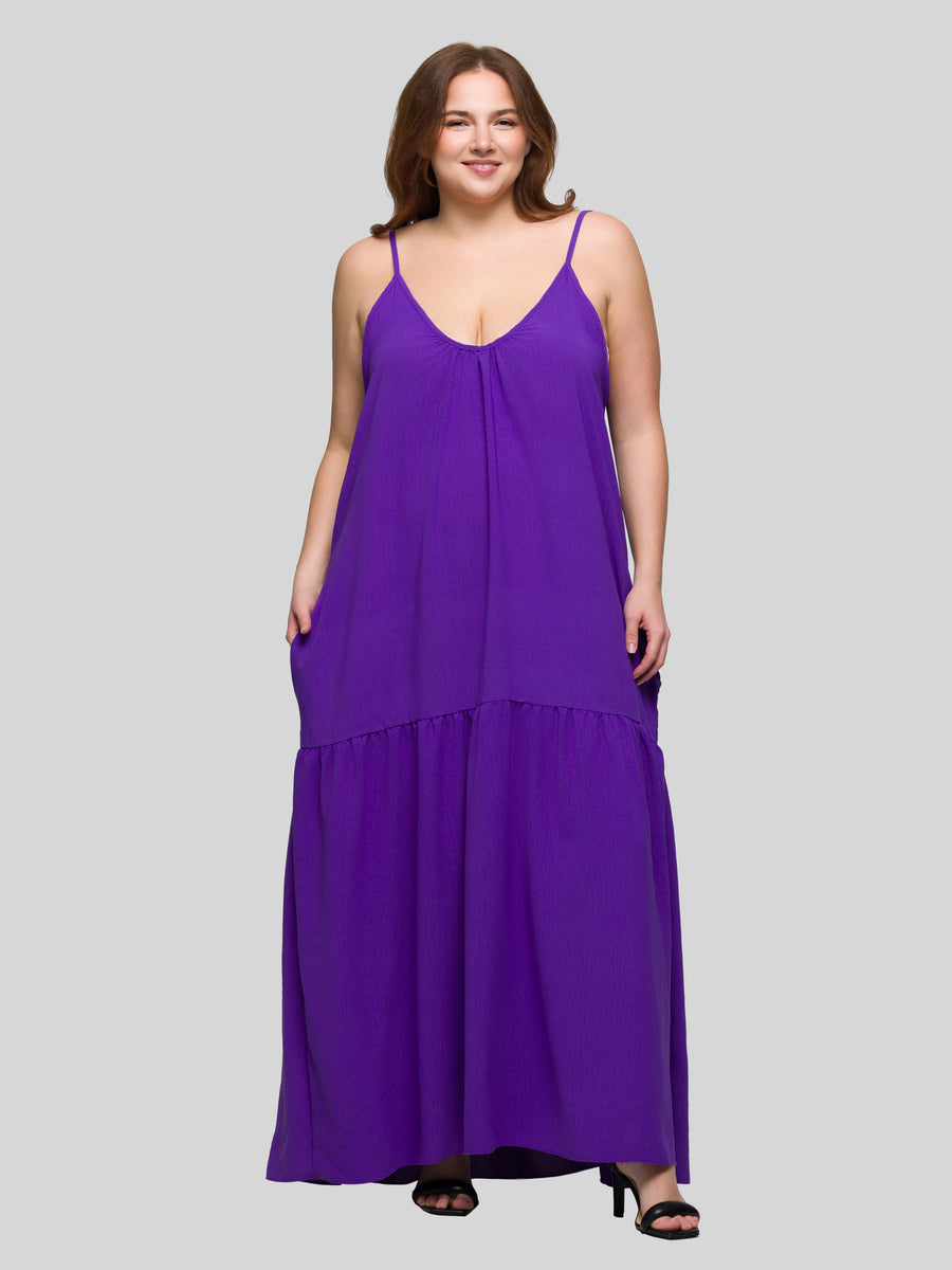 Essential Plus Size Lightweight Spaghetti Strap Pocket Maxi Dress