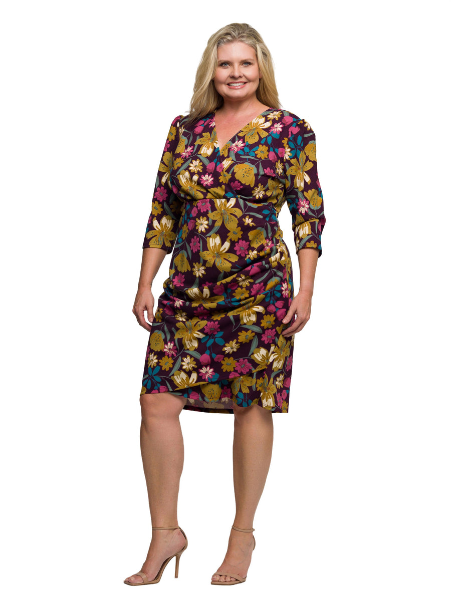 Essential Plus Size Floral Print Faux Wrap Dress