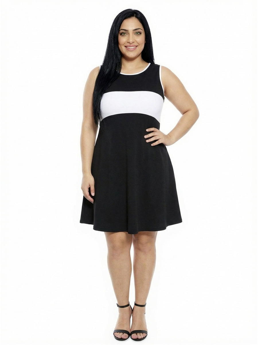 Essential Curvy Sleeveless Round Neck Knee Length Soft Flare A-Line Dress