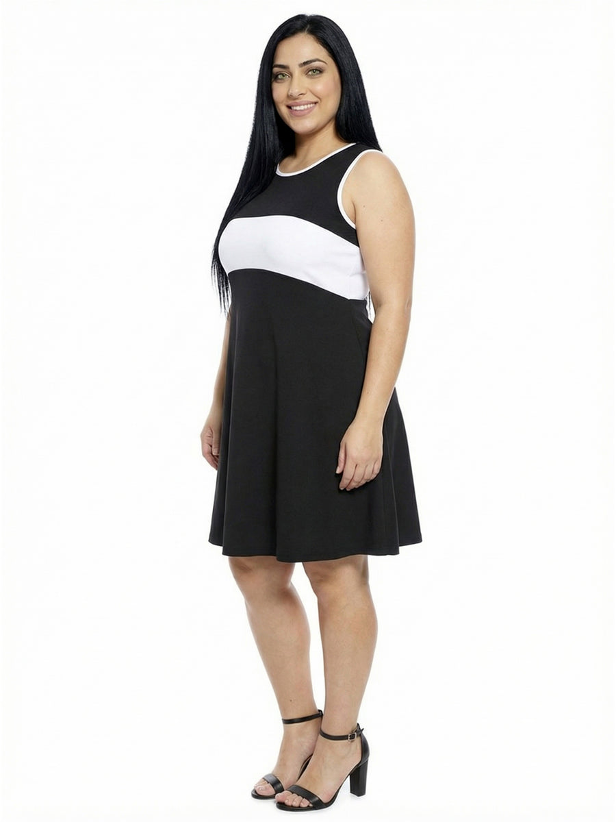 Essential Curvy Sleeveless Round Neck Knee Length Soft Flare A-Line Dress