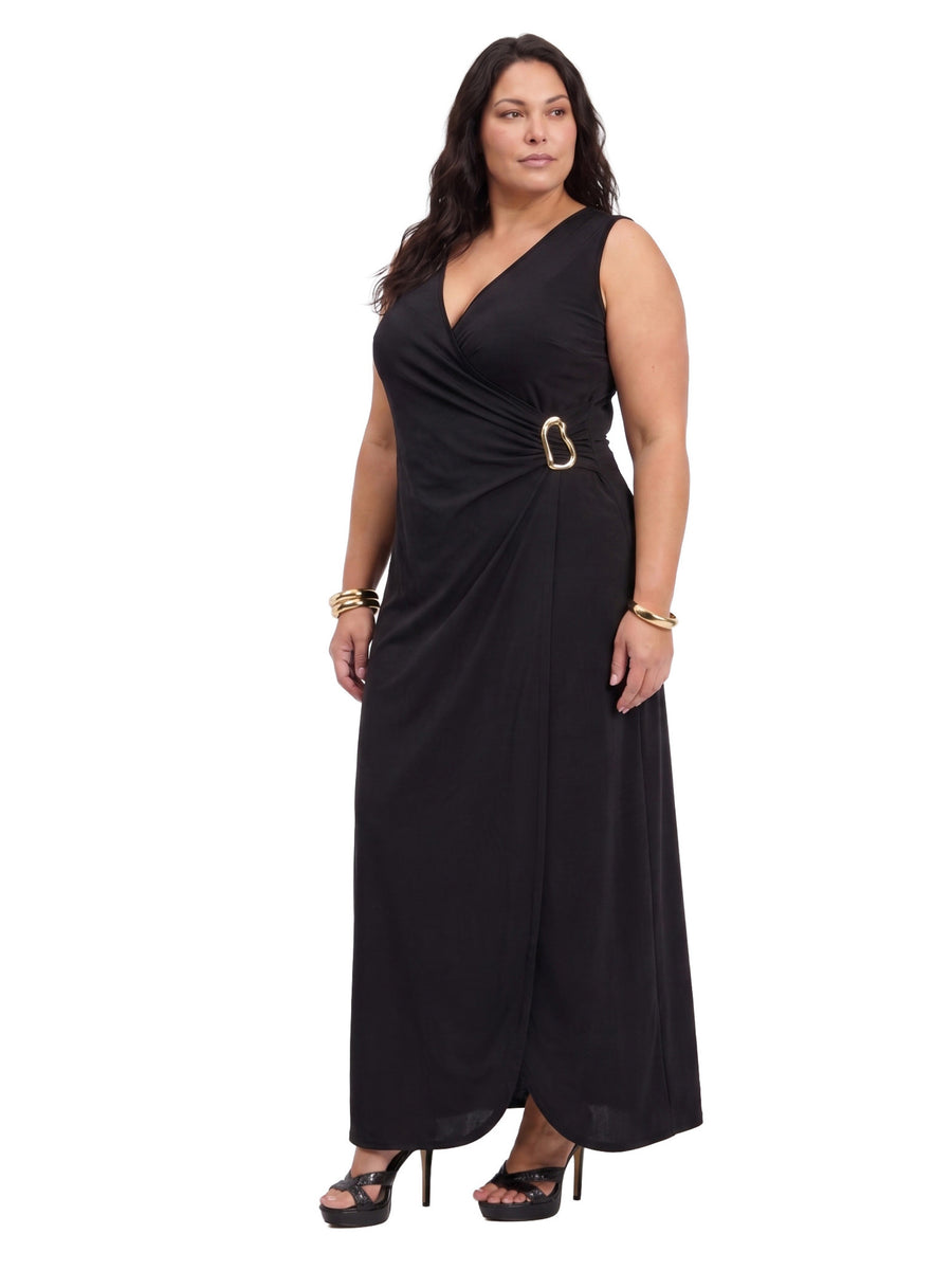 24seven Comfort Elevate Curvy Sleeveless V-Neck Wrap Maxi Dress