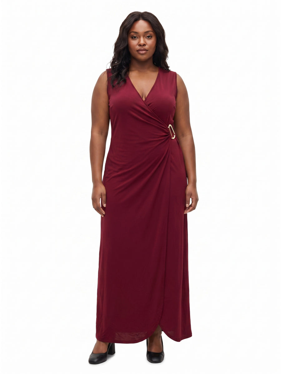 24seven Comfort Elevate Curvy Sleeveless V-Neck Wrap Maxi Dress