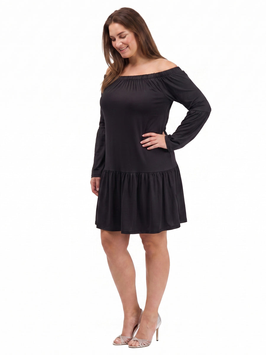 24seven Comfort Elevate Curvy Off the Shoulder Bell Sleeve Mini Dress