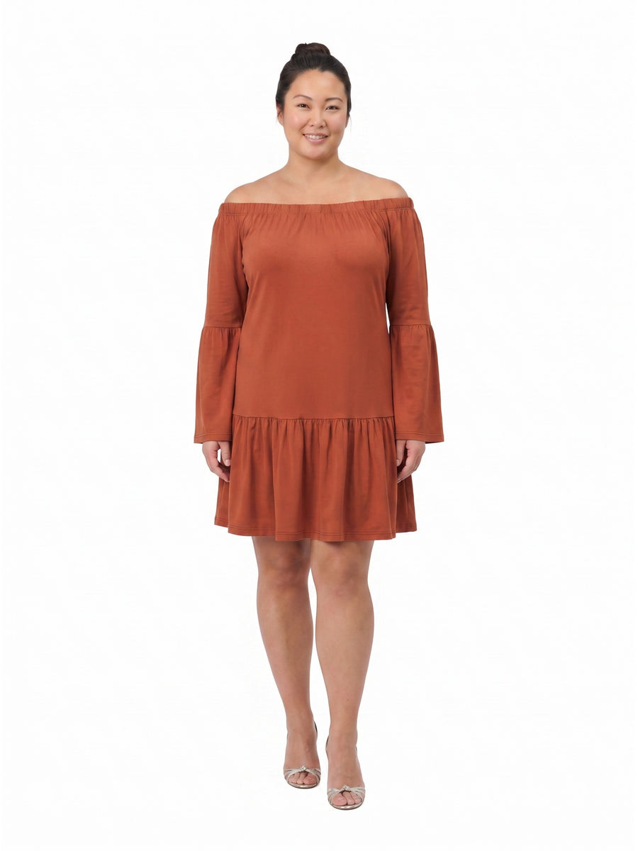 24seven Comfort Elevate Curvy Off the Shoulder Bell Sleeve Mini Dress