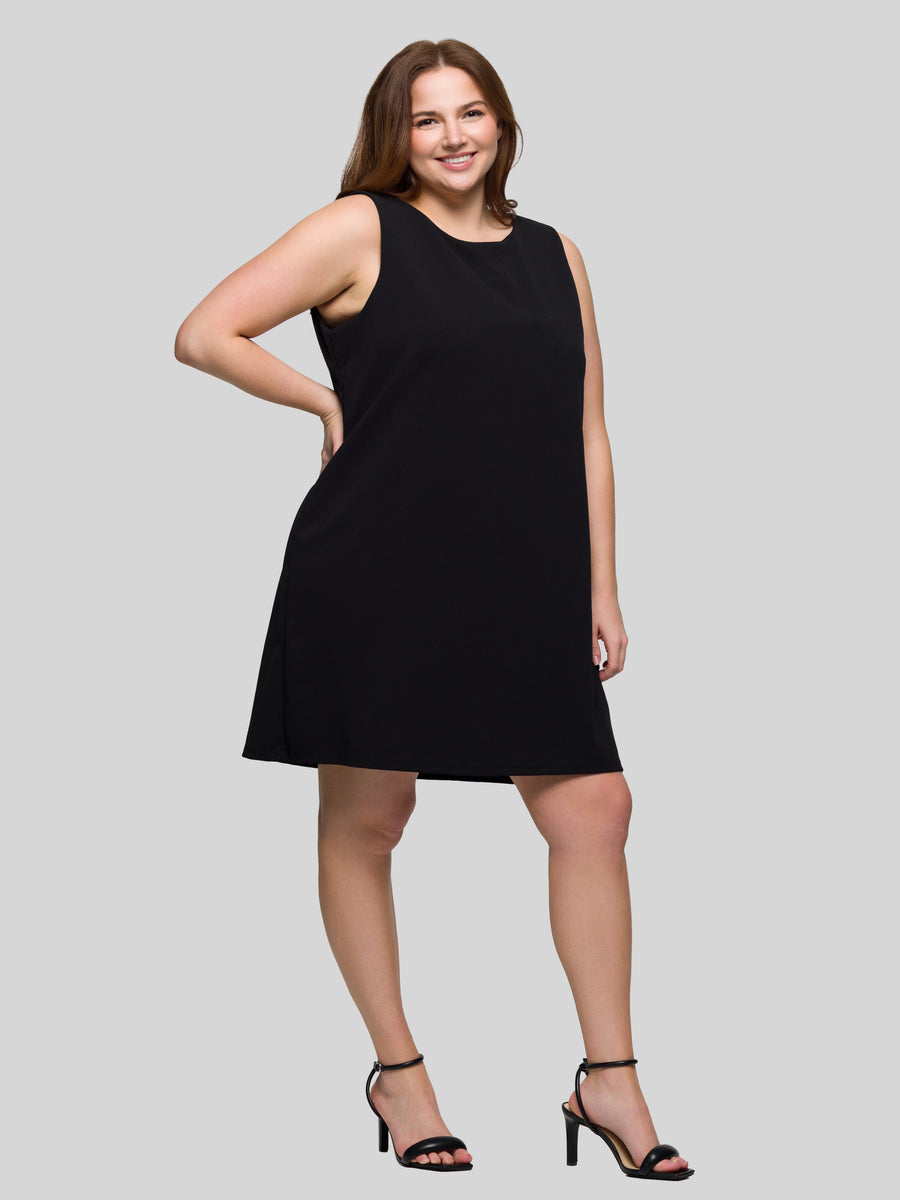 Essential Plus Size Round Neck Sleeveless Mini Shift Dress