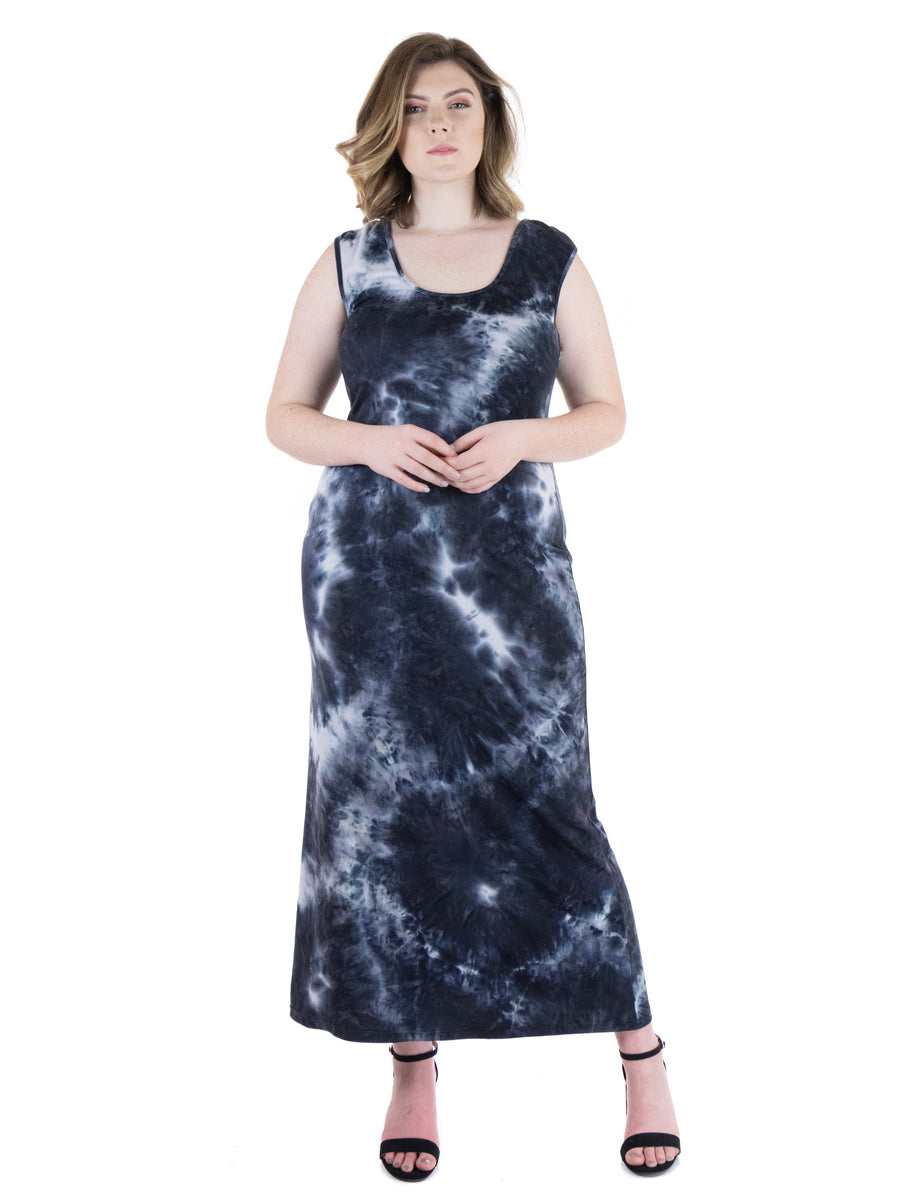 Essential Plus Sie Tie Dye Fitted Razorback Maxi Dress