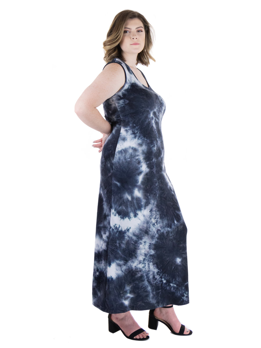 Essential Plus Sie Tie Dye Fitted Razorback Maxi Dress