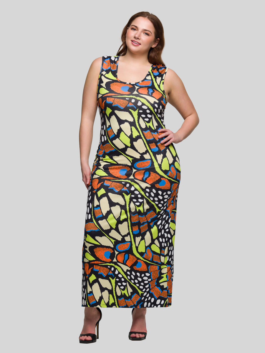 Essential Curvy Butterfly Razorback Tank Casual Maxi Dress