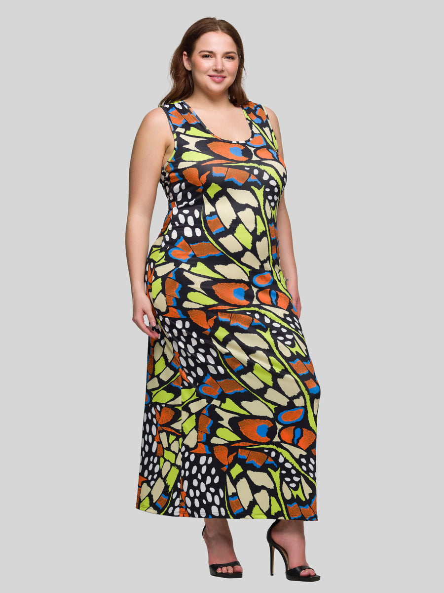 Essential Curvy Butterfly Razorback Tank Casual Maxi Dress