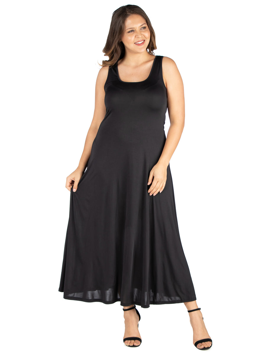 Essential Plus Size Scoop Neck Tank A Line Maxi Dress