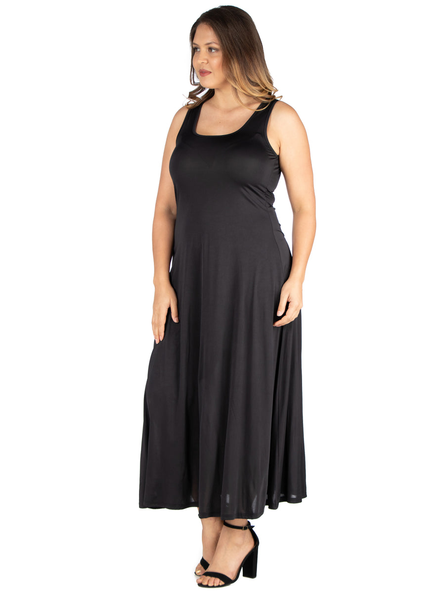Essential Plus Size Scoop Neck Tank A Line Maxi Dress
