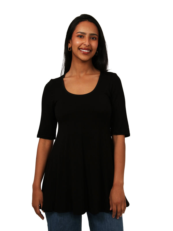 Petite Elbow Sleeve Swing Tunic Top