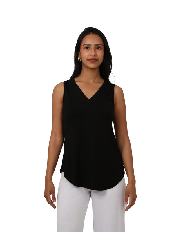 Petite V Neck with Round Hemline Tunic Tank Top