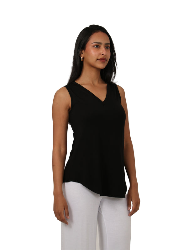 Petite V Neck with Round Hemline Tunic Tank Top