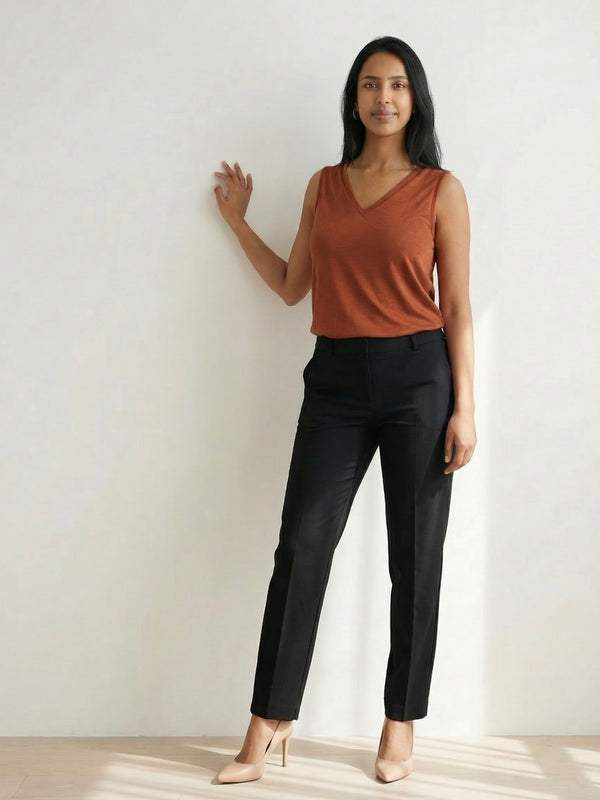Petite V Neck with Round Hemline Tunic Tank Top
