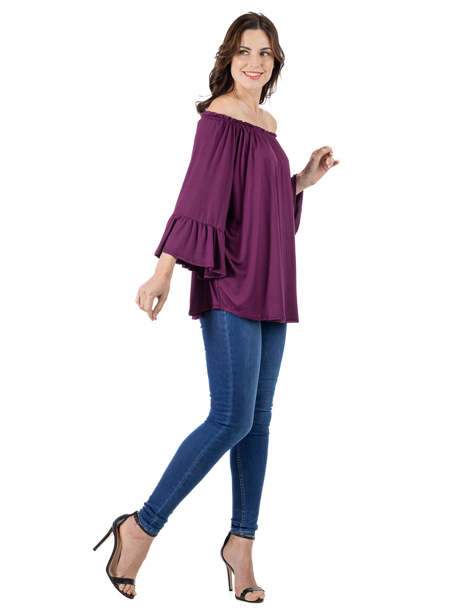 Essential Womens Bell Sleeve Loose Fit Tunic Top