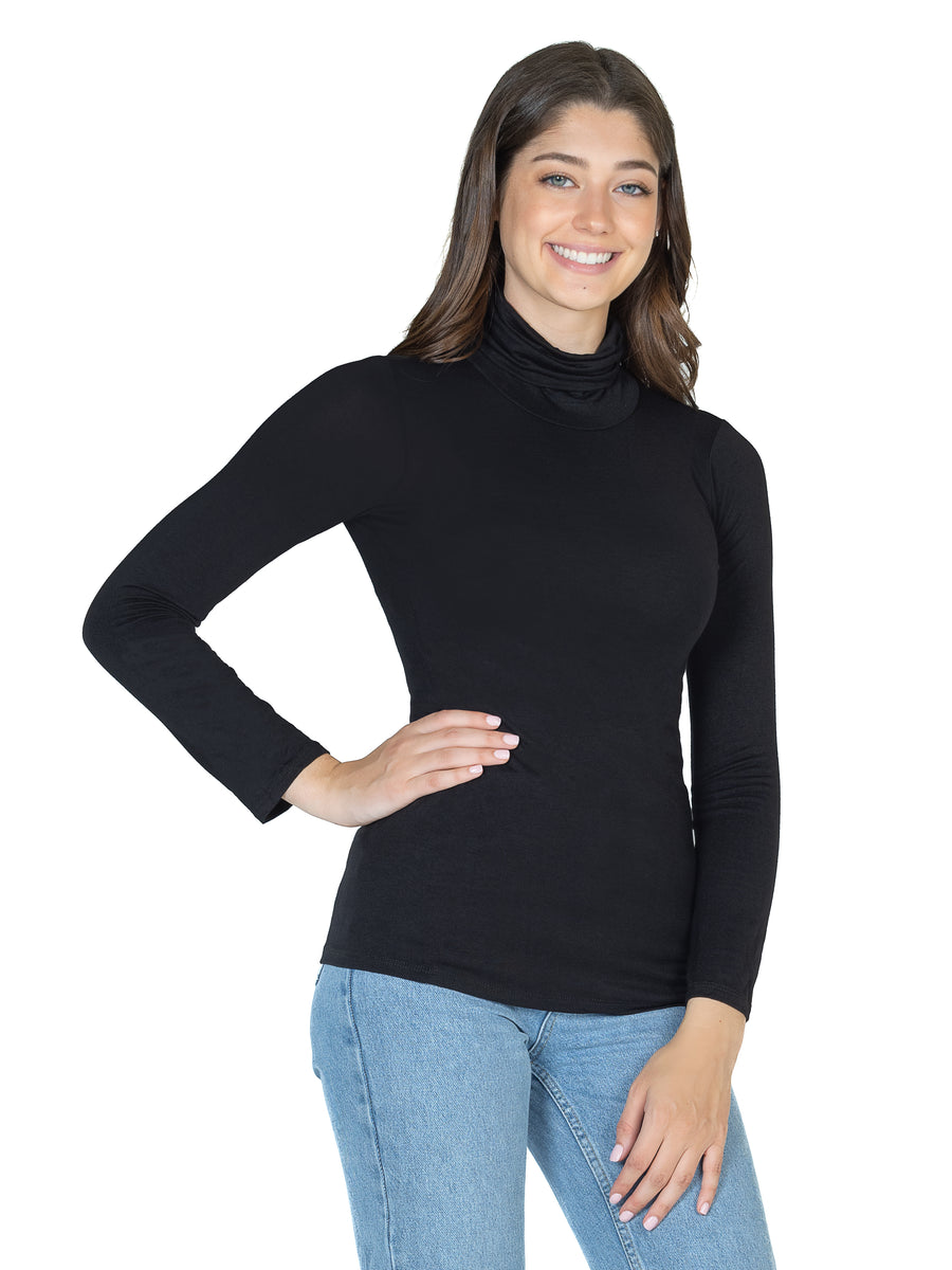Basic Womens Classic Long Sleeve Turtleneck Top
