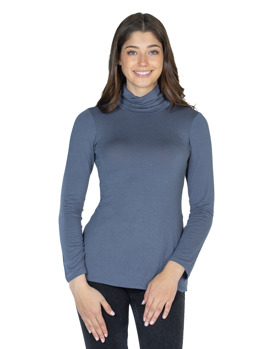 Basic Womens Classic Long Sleeve Turtleneck Top