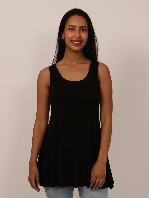 Basic Womens Scoop Neck Sleeveless Tunic Top
