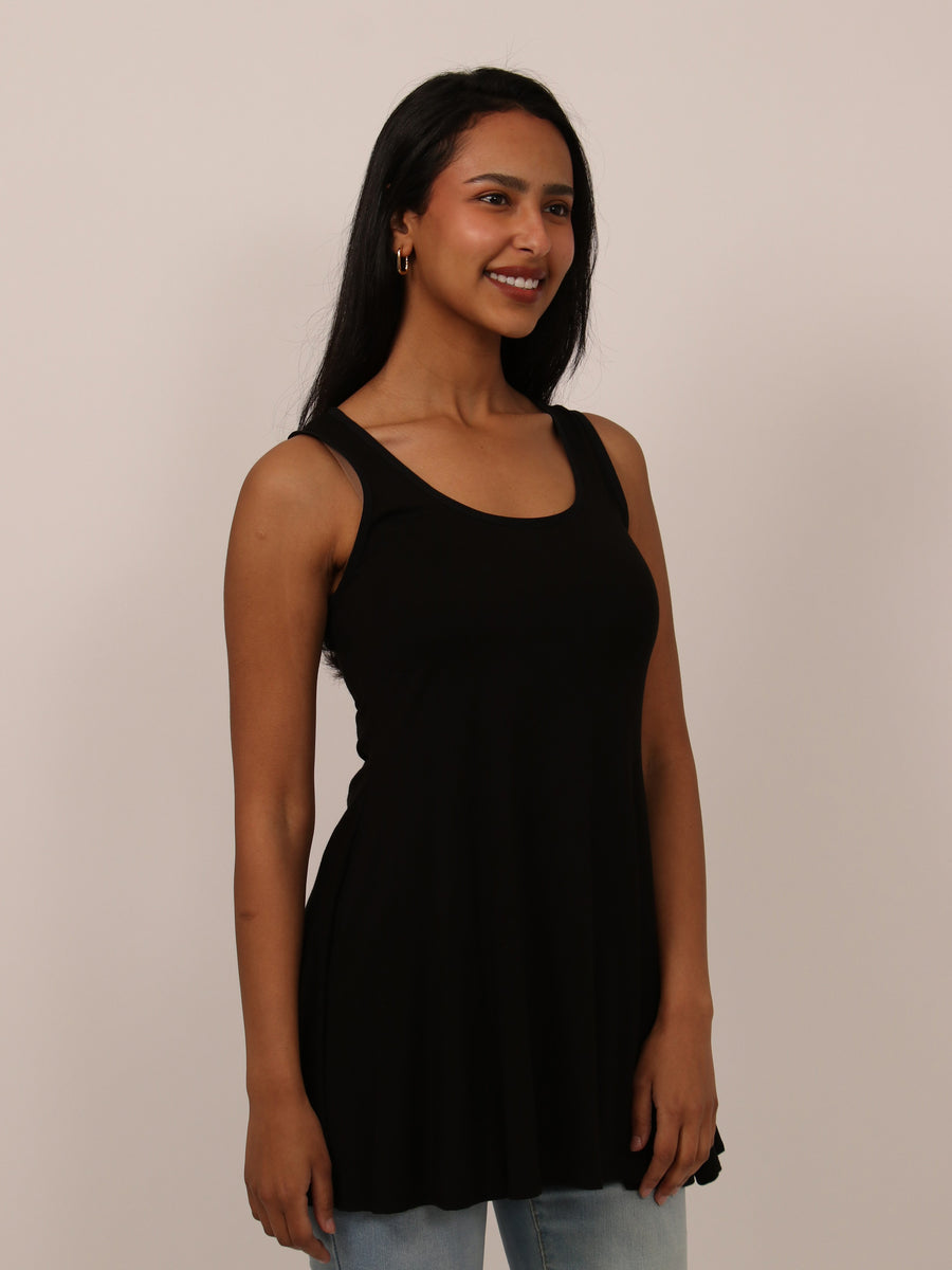 Basic Womens Scoop Neck Sleeveless Tunic Top