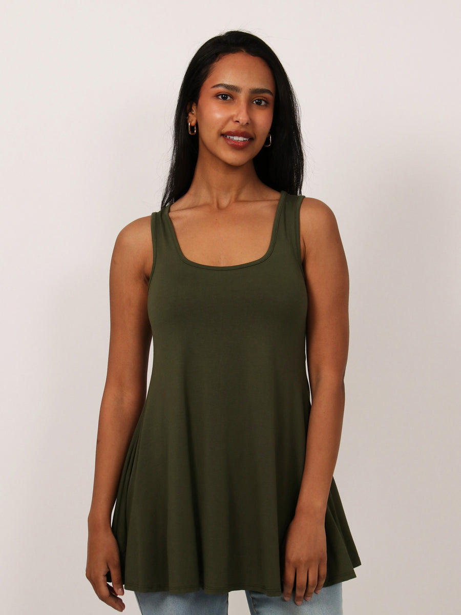 Basic Womens Scoop Neck Sleeveless Tunic Top