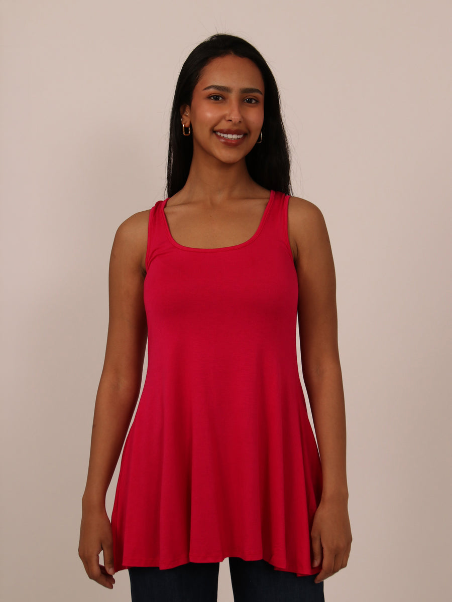 Basic Womens Scoop Neck Sleeveless Tunic Top