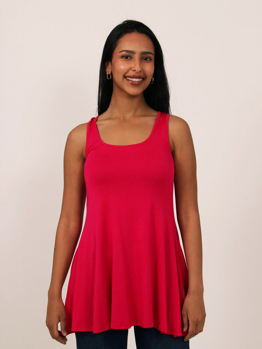Basic Womens Scoop Neck Sleeveless Tunic Top