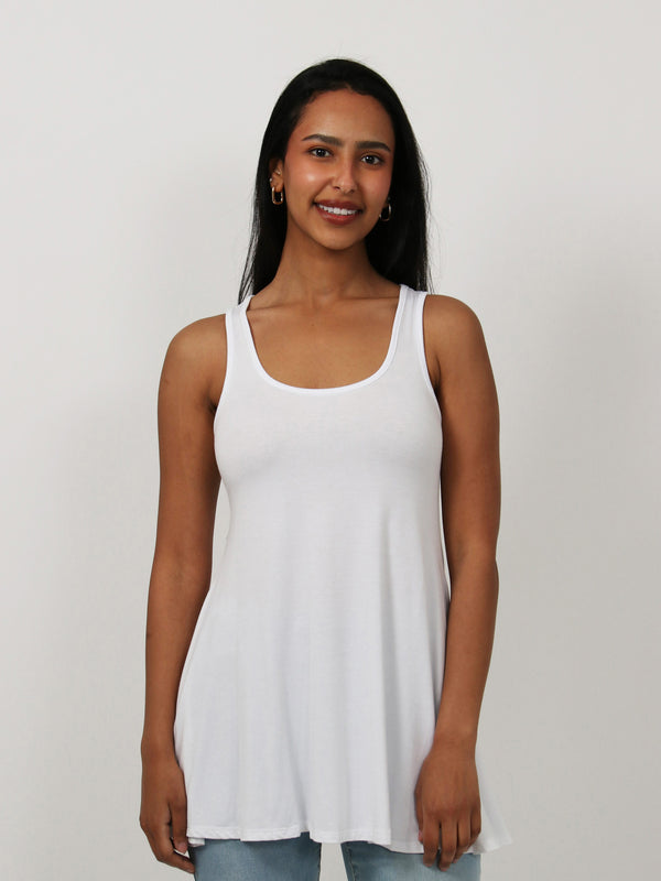 Basic Womens Scoop Neck Sleeveless Tunic Top