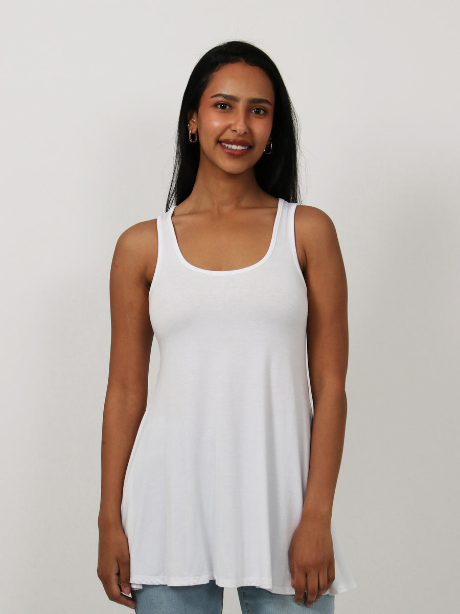 Basic Womens Scoop Neck Sleeveless Tunic Top