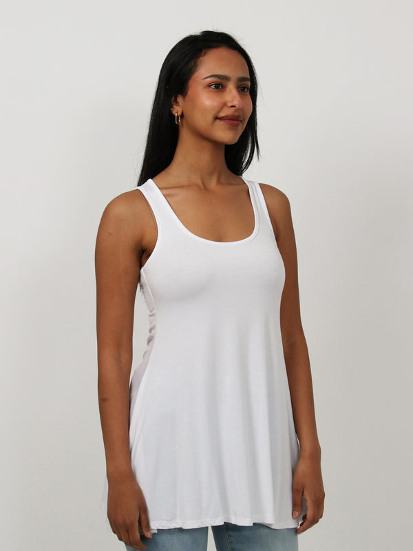 Basic Womens Scoop Neck Sleeveless Tunic Top