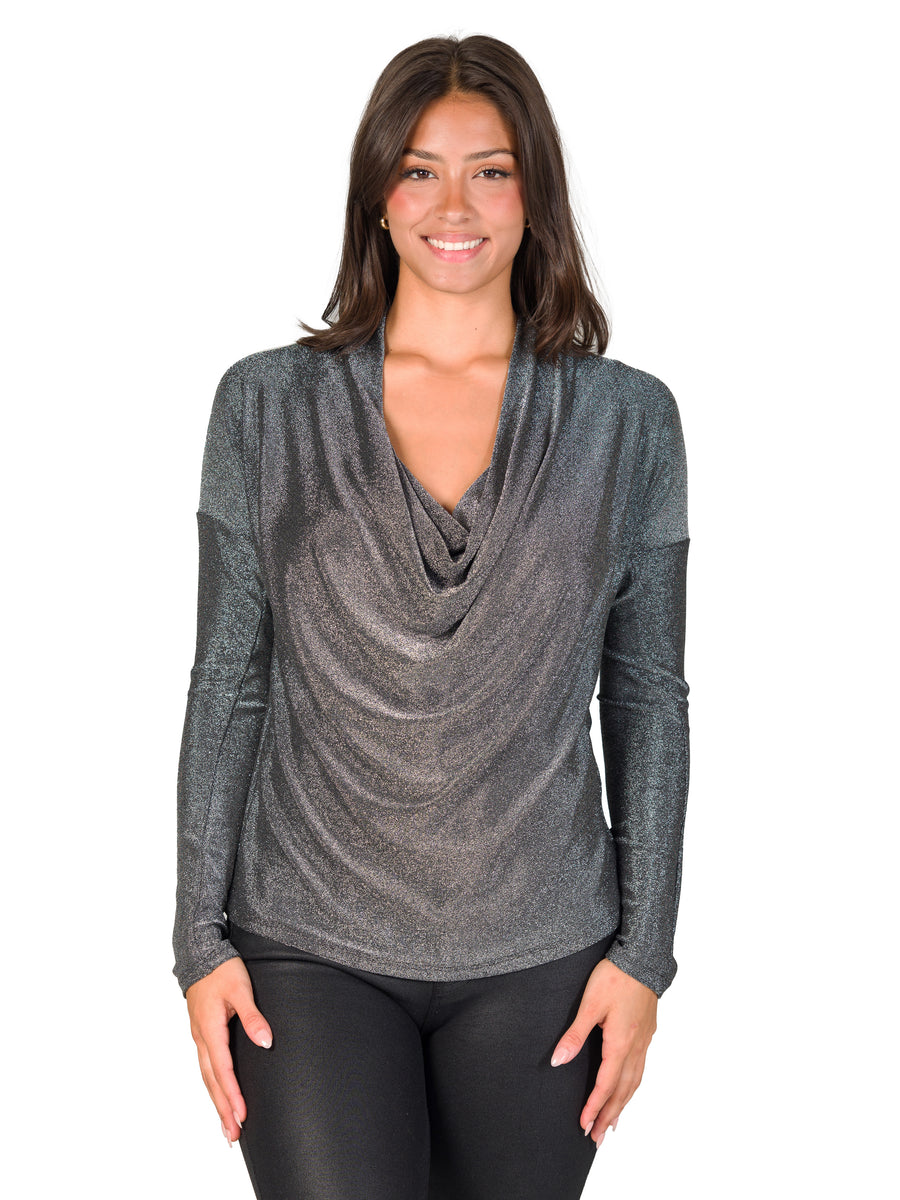 24seven Comfort Elevate Womens Cowl Neck Long Sleeve Top