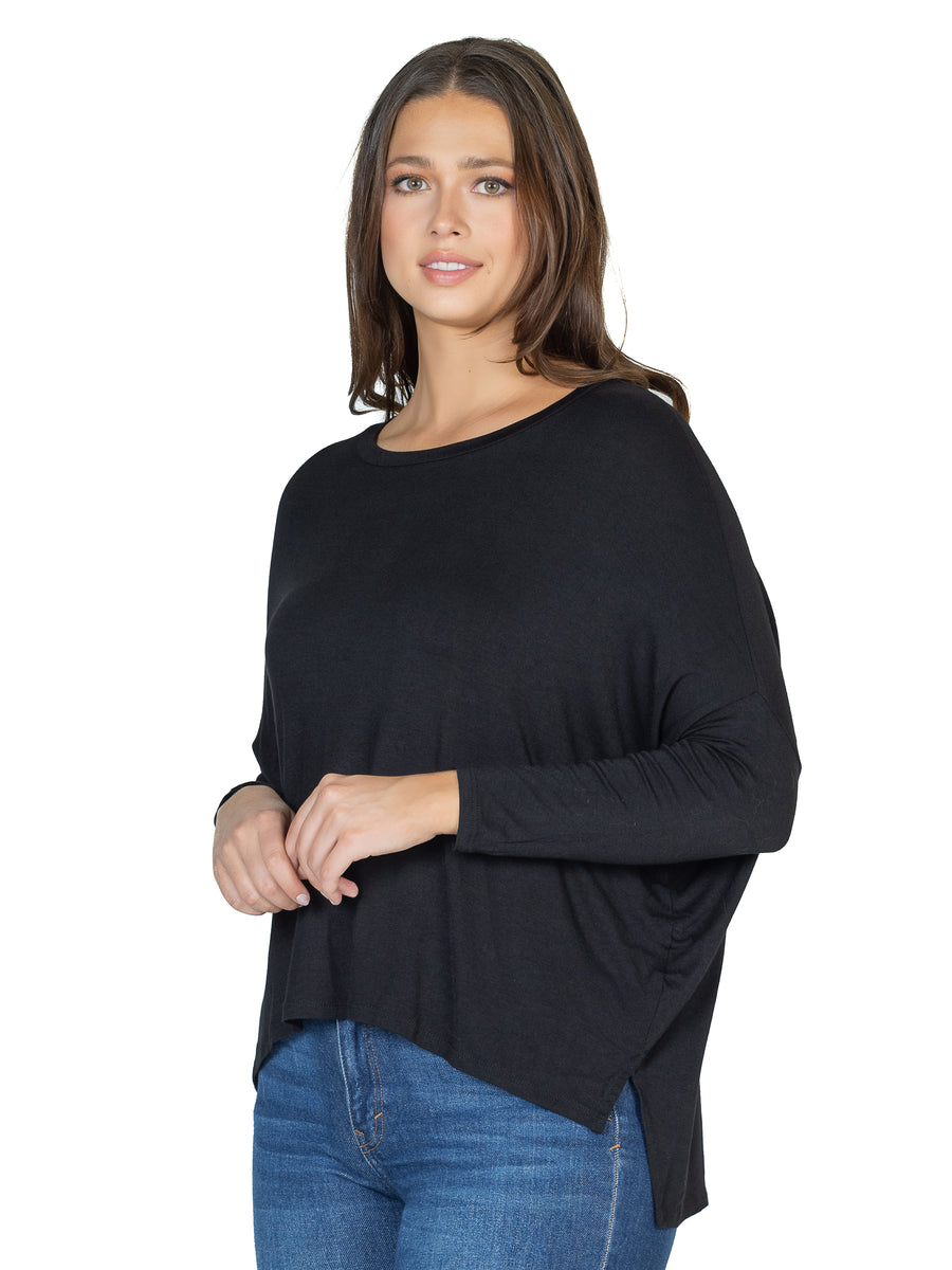 Basic Womens Oversized Long Sleeve Dolman Top