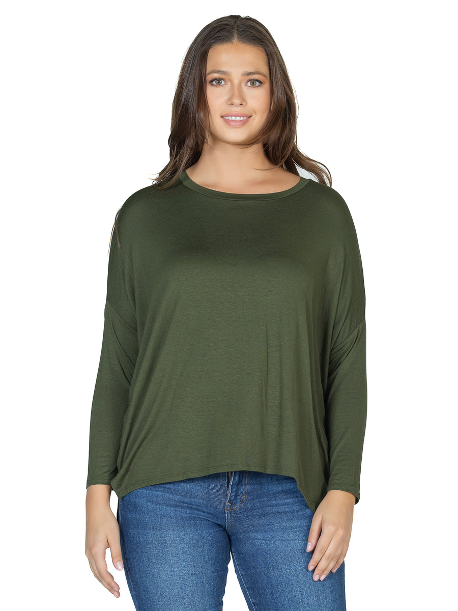Basic Womens Oversized Long Sleeve Dolman Top