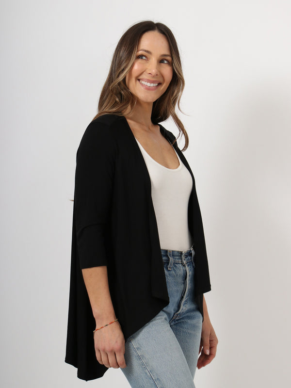 Basic Womens Elbow Length Sleeve Open Jacket