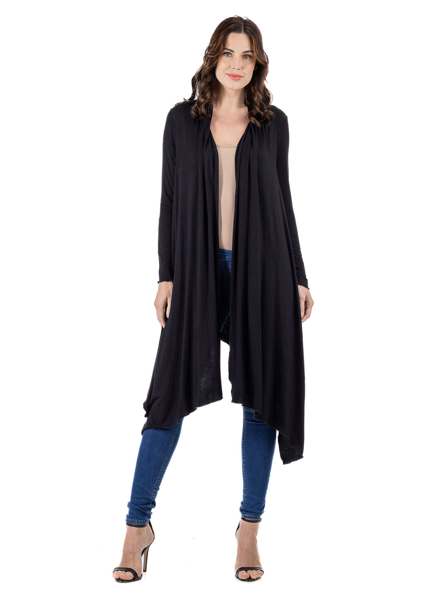 Basic Womens Extra Long Open Front Jacket