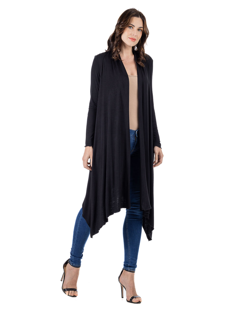 Basic Womens Extra Long Open Front Jacket