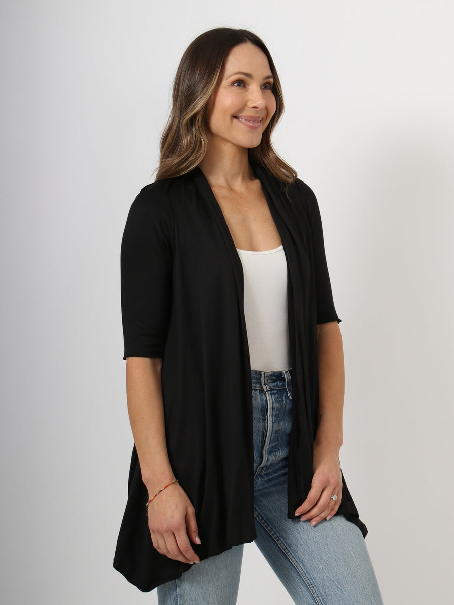 Basic Womens Loose Fit  Half Sleeve Open Front Jacket